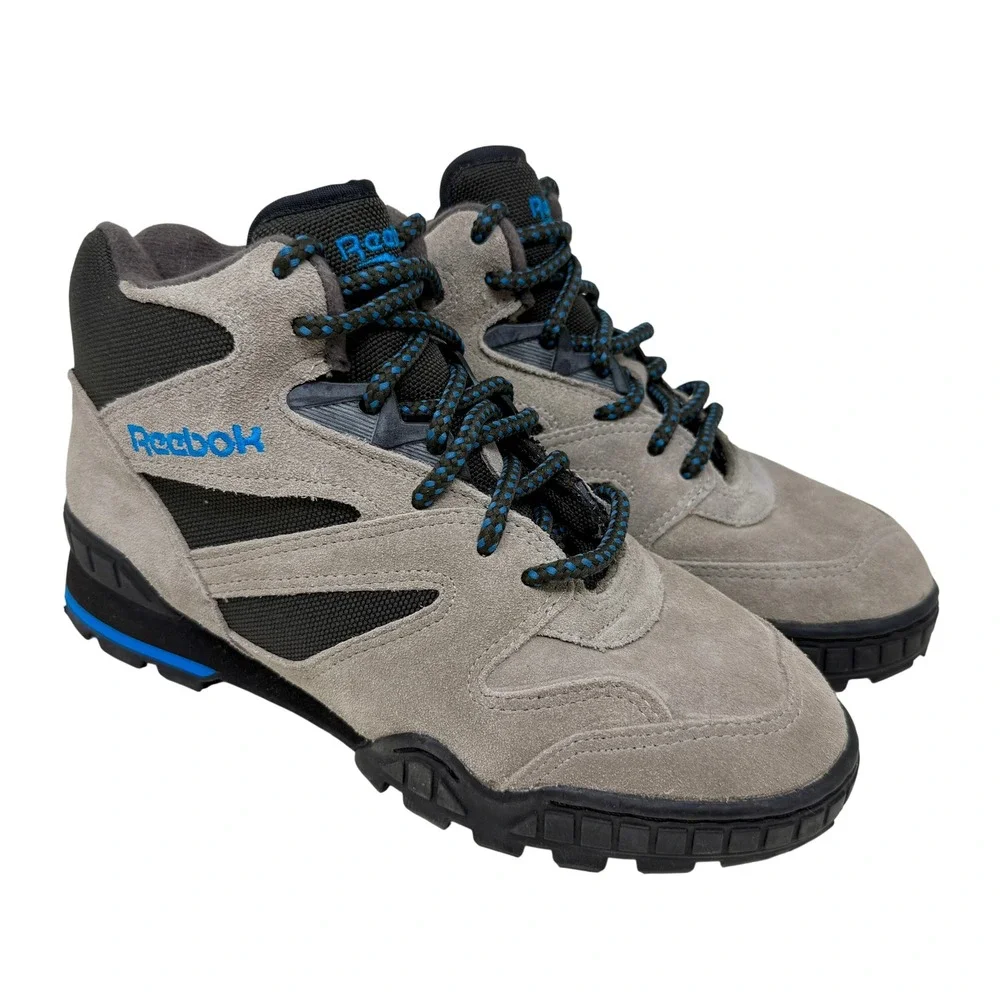 Vintage Reebok RA 308 WFC Men's 7 Grey Blue Suede Trail Hiking Boots Retro 90s